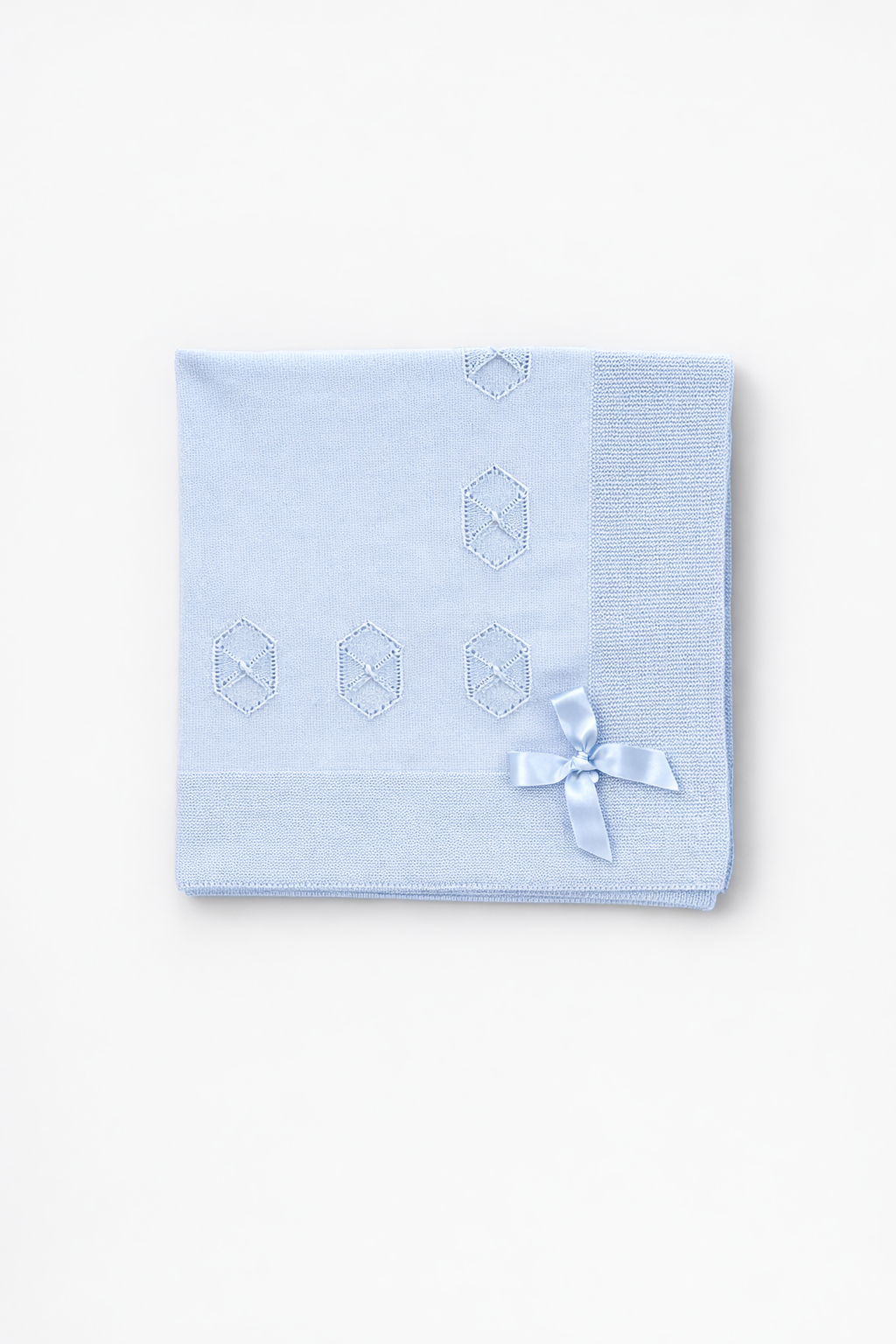 Light Blue Cotton Blanket with Bow
