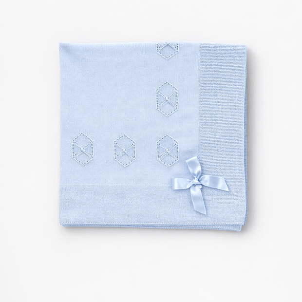 Light Blue Cotton Blanket with Bow