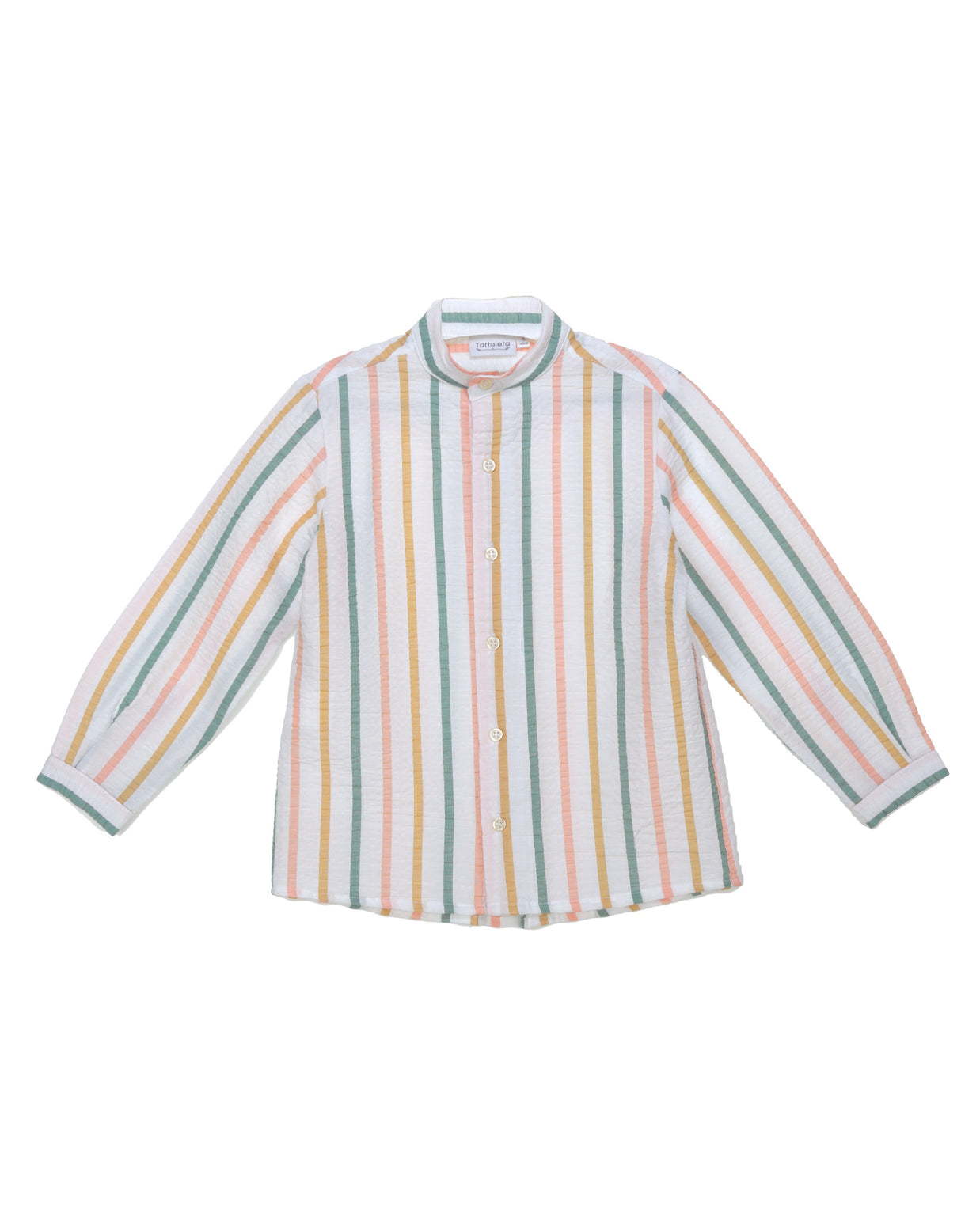 Boys Striped Cotton Shirt & Green Shorts Set