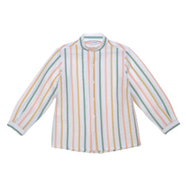 Boys Striped Cotton Shirt & Green Shorts Set