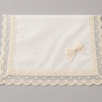 Baptismal Burp Towel with Lace Embroidered Details
