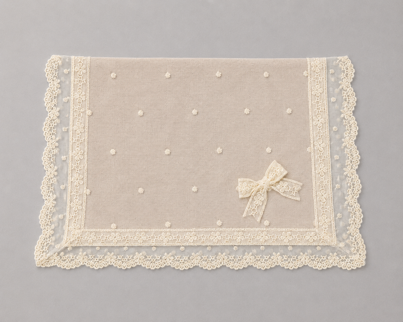 Diana Baptismal Set - Gown with Lace, Matching Bonnet & Burp Towel