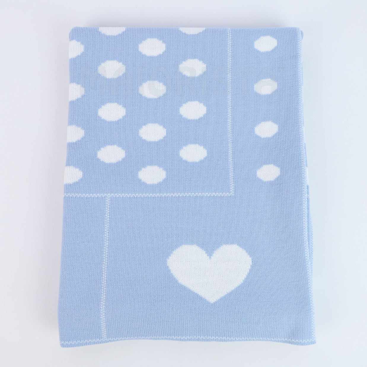 Reversible  Blanket with Polka Dots and Heart Motifs