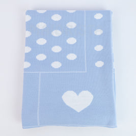 Reversible  Blanket with Polka Dots and Heart Motifs