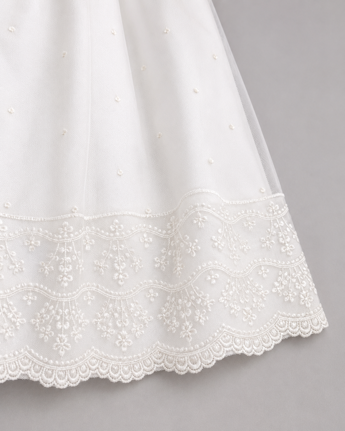 Catherine Baptismal Set – Embroidered Gown, Lace Bonnet & Burp Towel