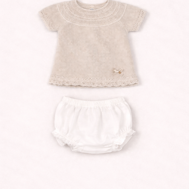 Clay Knit Top & White Bloomers