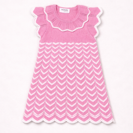 Daniella Dress Chevron Pattern & Scalloped Edges