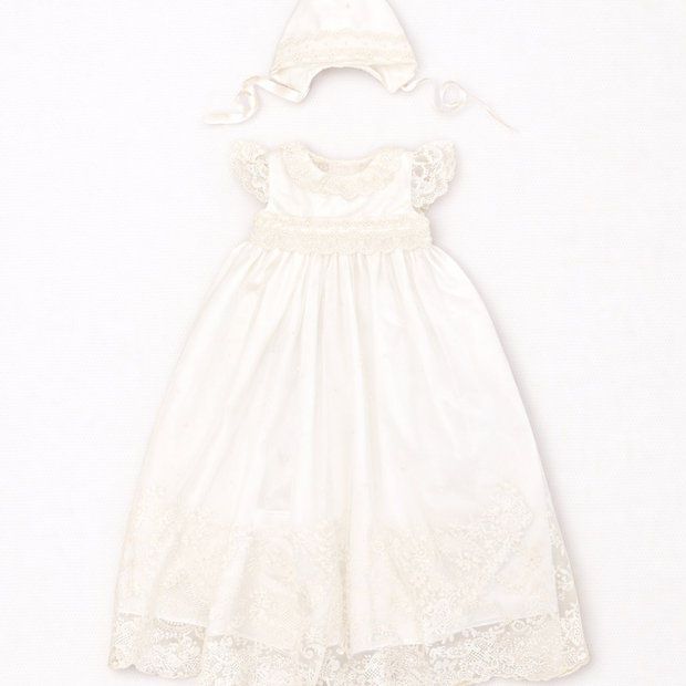 Diana 2 Piece - Baptismal Gown & Bonnet