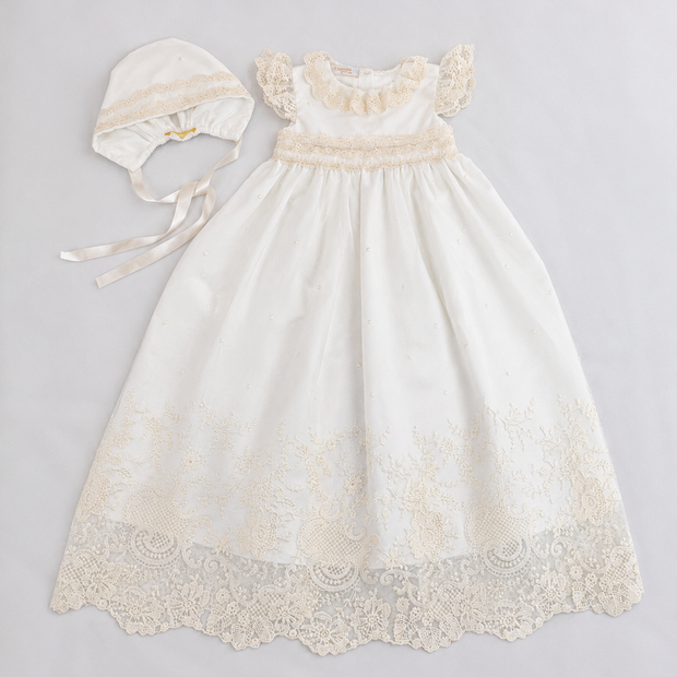 Diana 2 Piece - Baptismal Gown & Bonnet