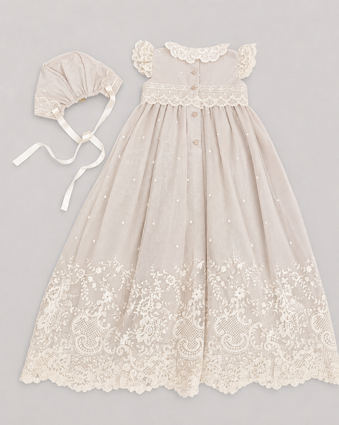 Diana 2 Piece - Baptismal Gown & Bonnet