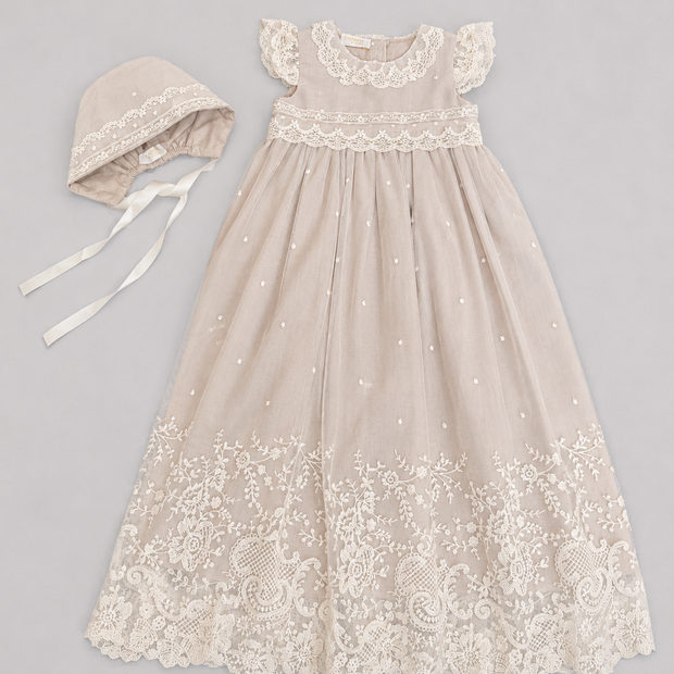 Diana 2 Piece - Baptismal Gown & Bonnet