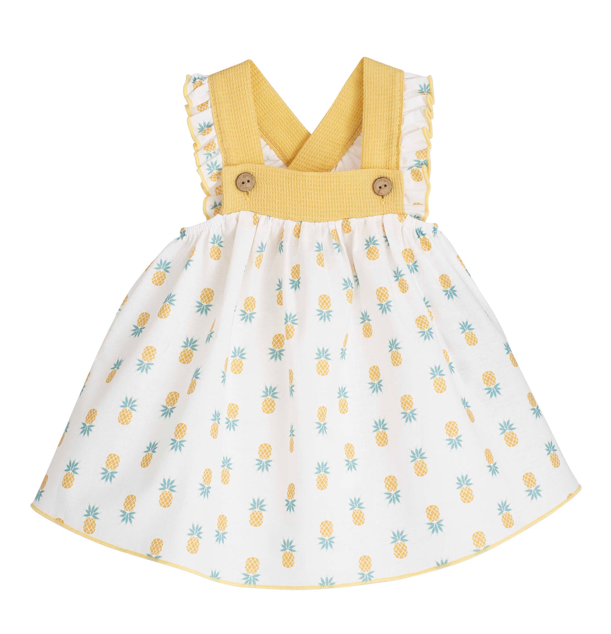 Baby girl pinapple summer dress - yellow strap cotton sundress