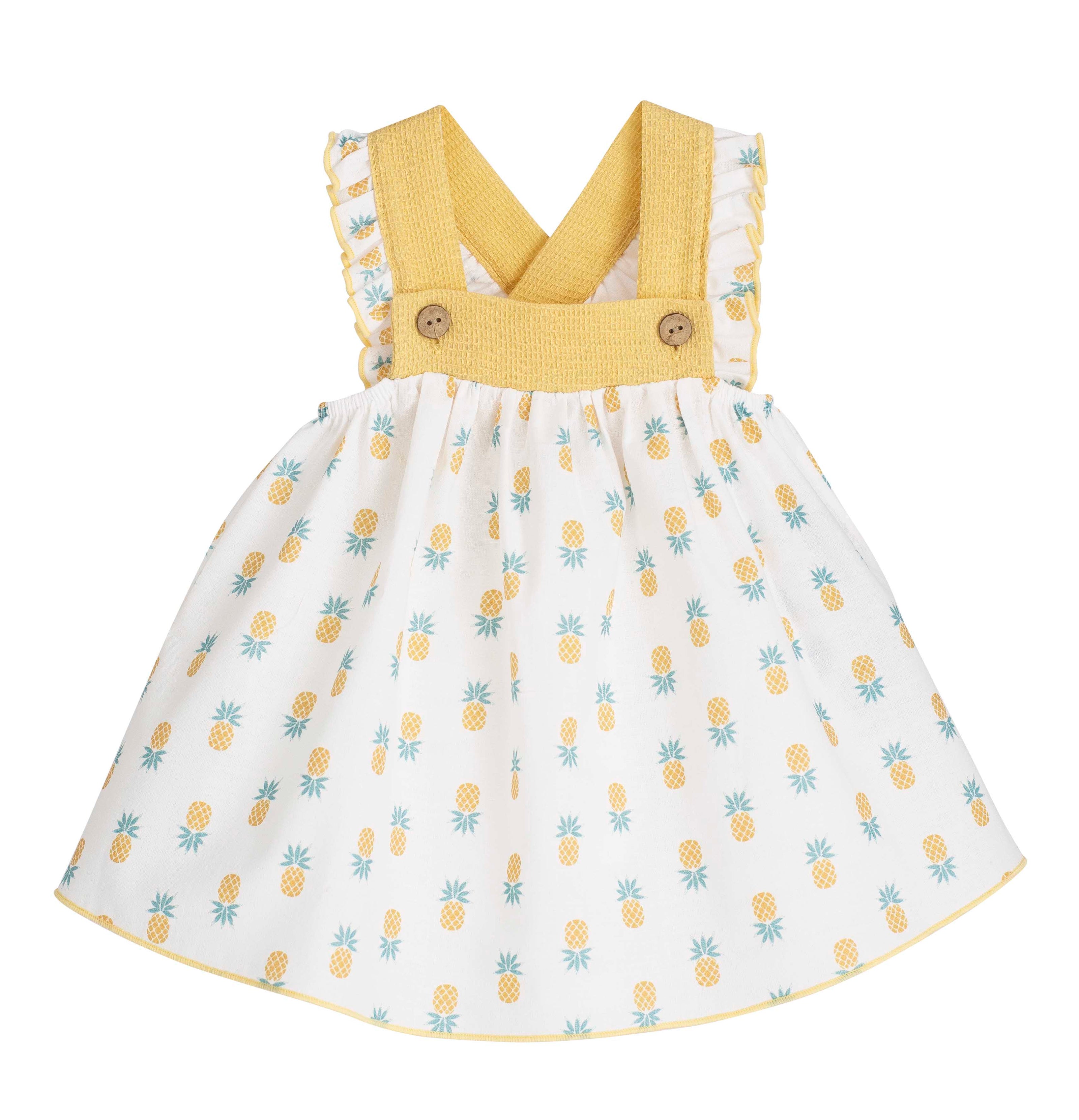 Baby girl pinapple summer dress - yellow strap cotton sundress