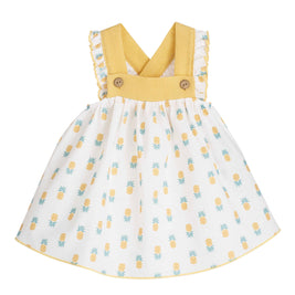 Baby girl pinapple summer dress - yellow strap cotton sundress