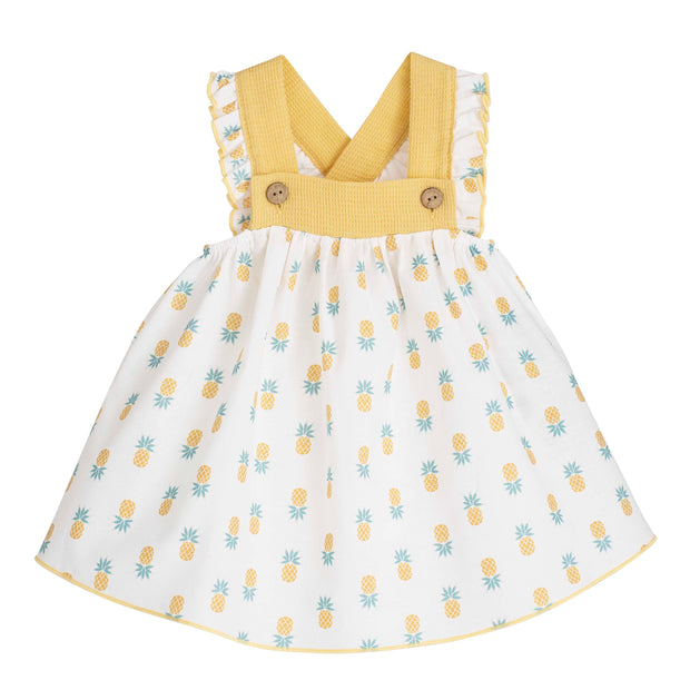 Baby girl pinapple summer dress - yellow strap cotton sundress