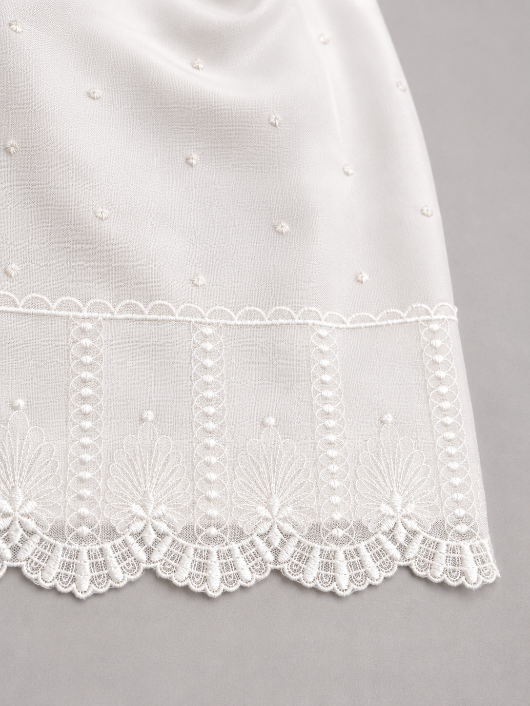 Leonor 2 Piece Baptismal Gown - Satin Ribbon, Lace Trim, Bonnet