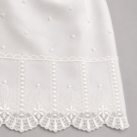 Leonor 2 Piece Baptismal Gown - Satin Ribbon, Lace Trim, Bonnet