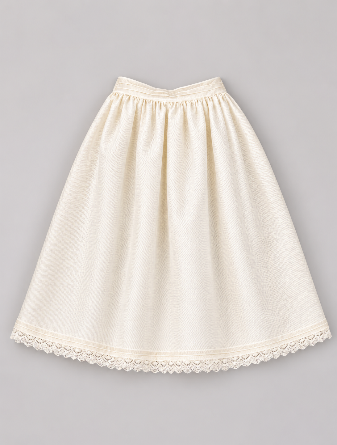 Elegant Ivory Baby Christening Skirt with Lace Hem – Classic Baptism Ceremony Garment