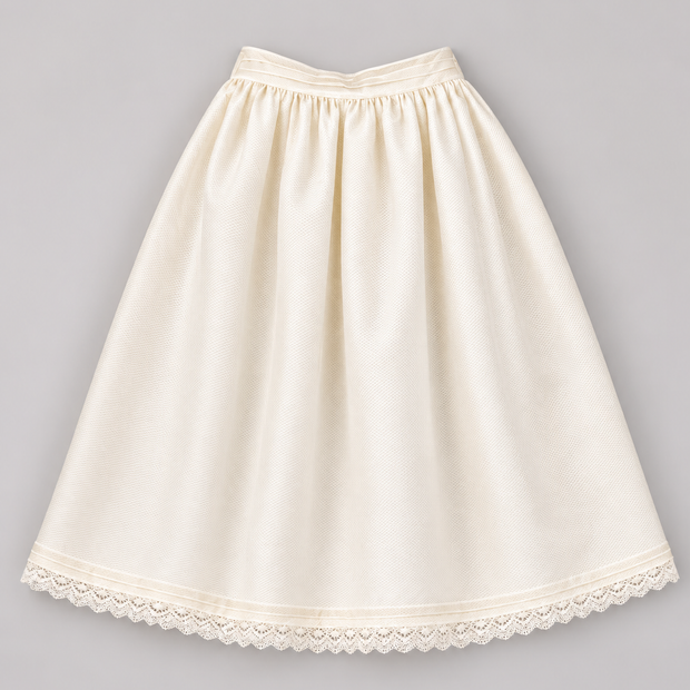 Elegant Ivory Baby Christening Skirt with Lace Hem – Classic Baptism Ceremony Garment