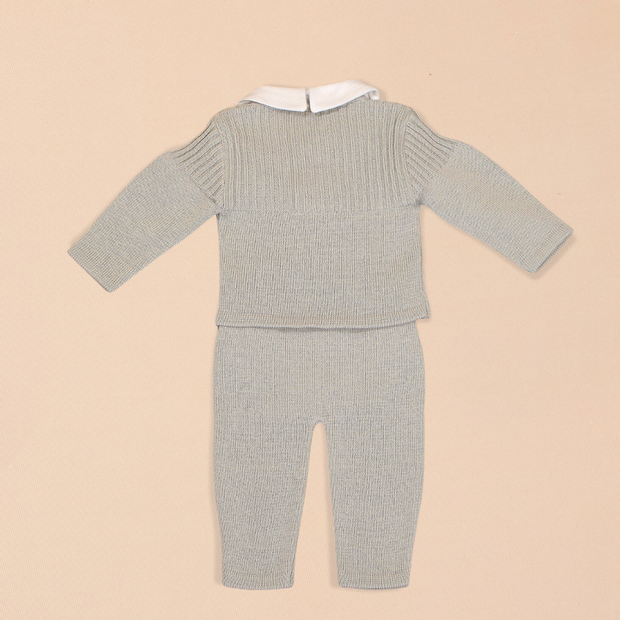 Rafael Knit Cardigan & Trousers with White Embroidered Shirt