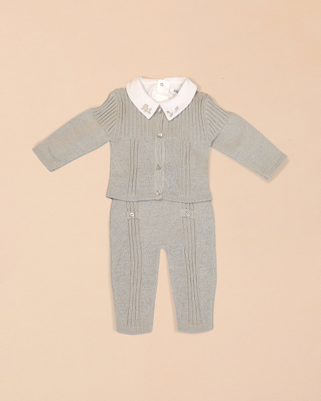 Rafael Knit Cardigan & Trousers with White Embroidered Shirt