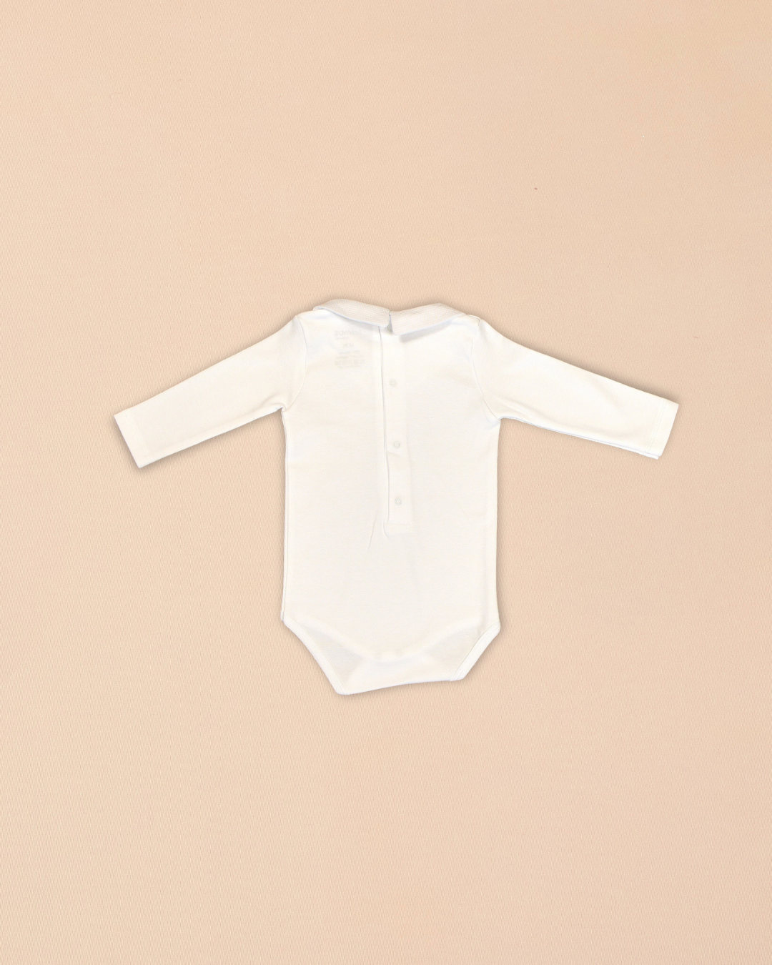 White Baby Bodysuit with Peter Pan Collar & Bird Embroidery