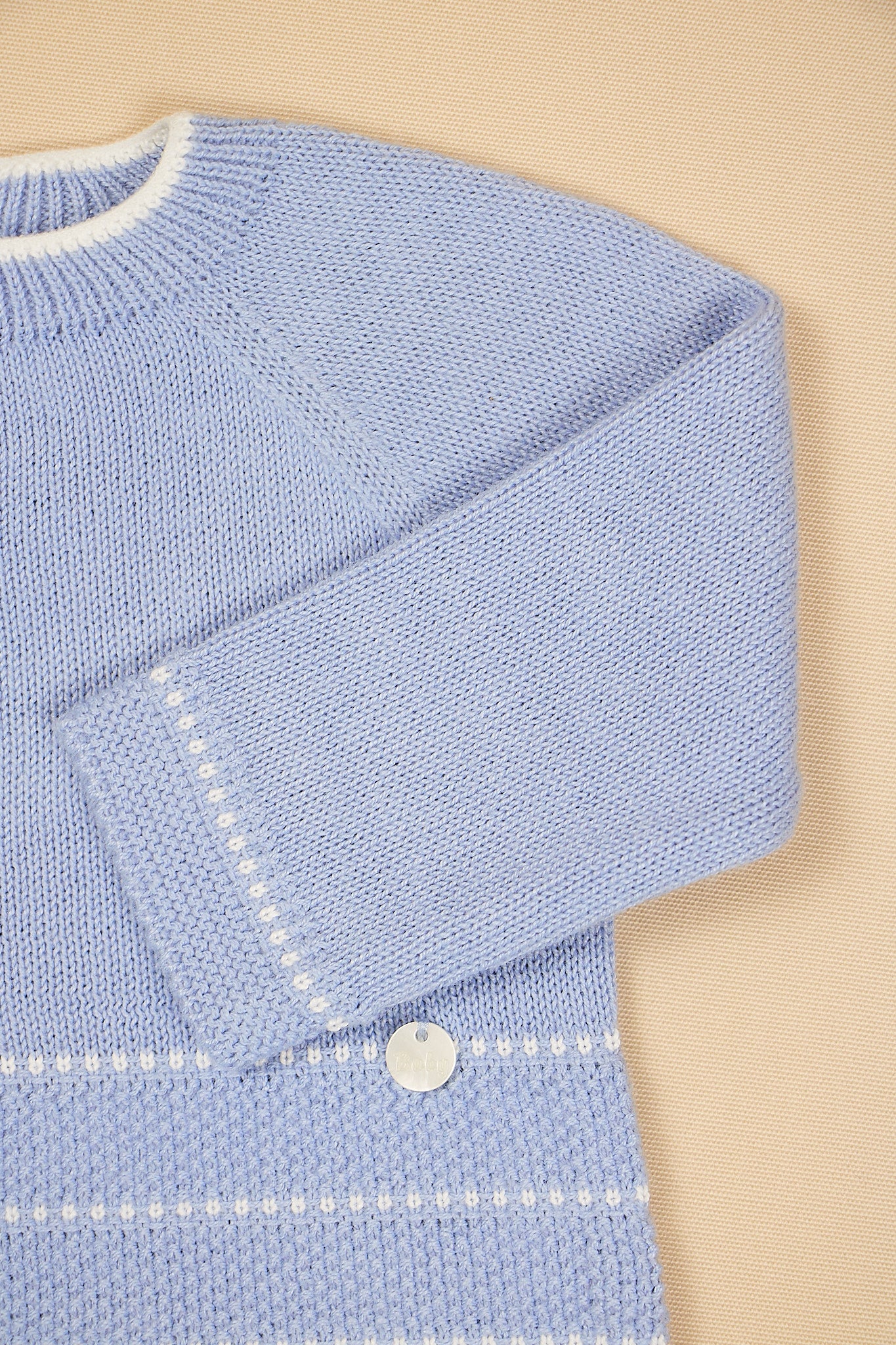 Sky Knit Sweater Set with Footed Pants & Bonnet