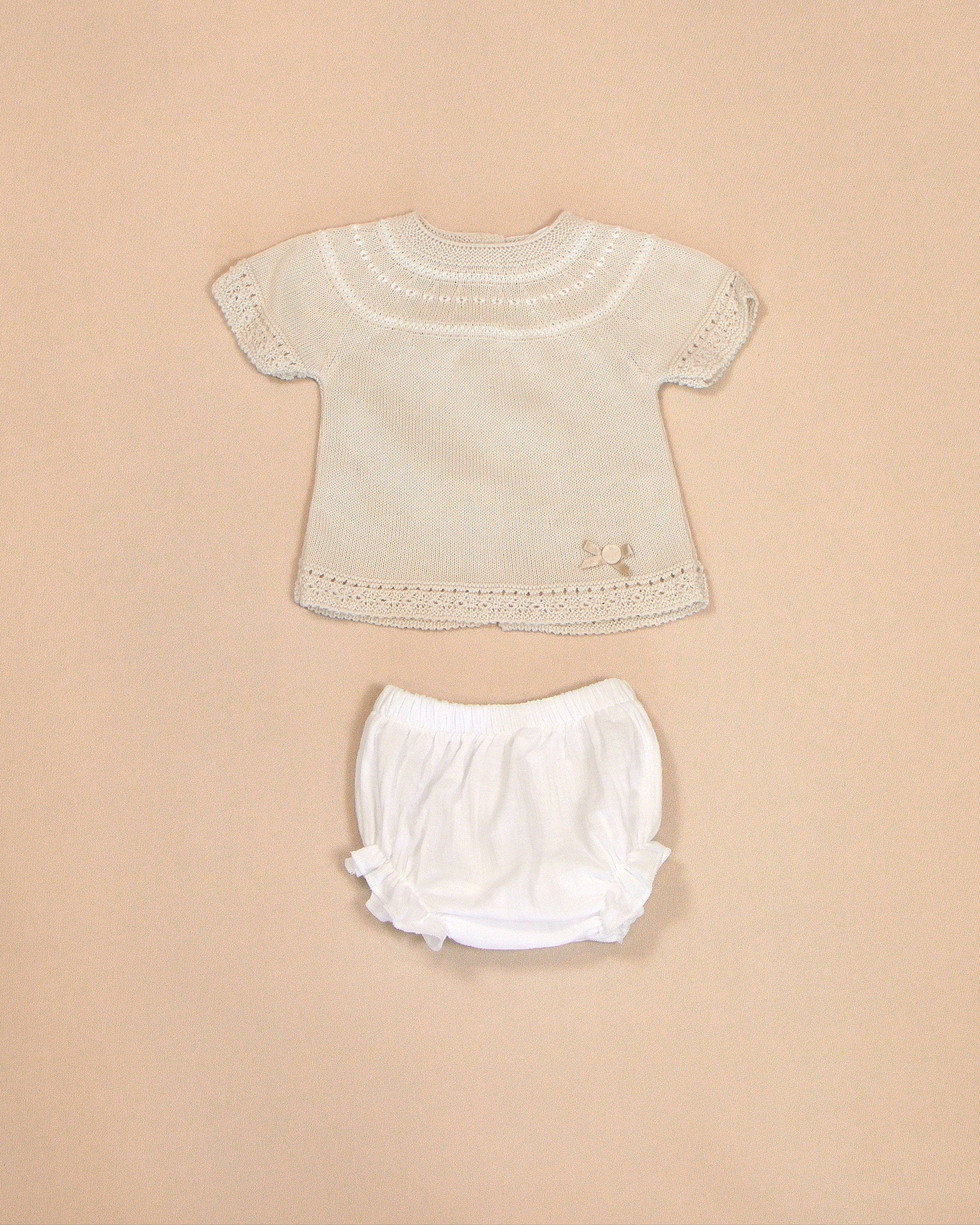 Clay Knit Top & White Bloomers