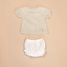 Clay Knit Top & White Bloomers