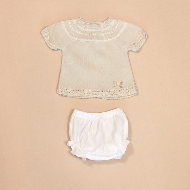 Clay Knit Top & White Bloomers