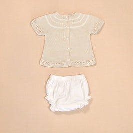 Clay Knit Top & White Bloomers