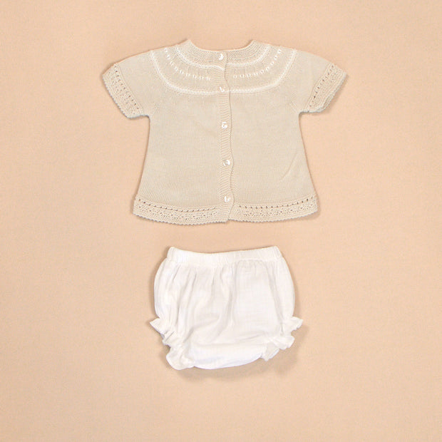 Clay Knit Top & White Bloomers