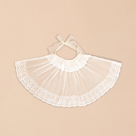 Catherine Sheer Lace Baptismal Cape with Sheer Ribbon Tie