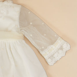 Catherine 2 Piece Baptismal Gown - Satin Ribbon & Bonnet