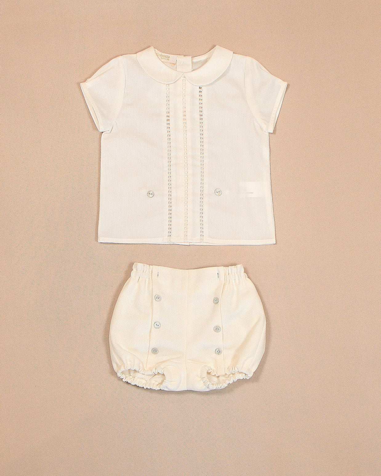 Peter Pan Collar Shirt & Gathered Bloomer Shorts