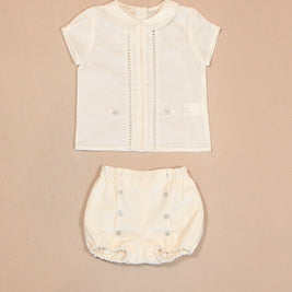 Peter Pan Collar Shirt & Gathered Bloomer Shorts