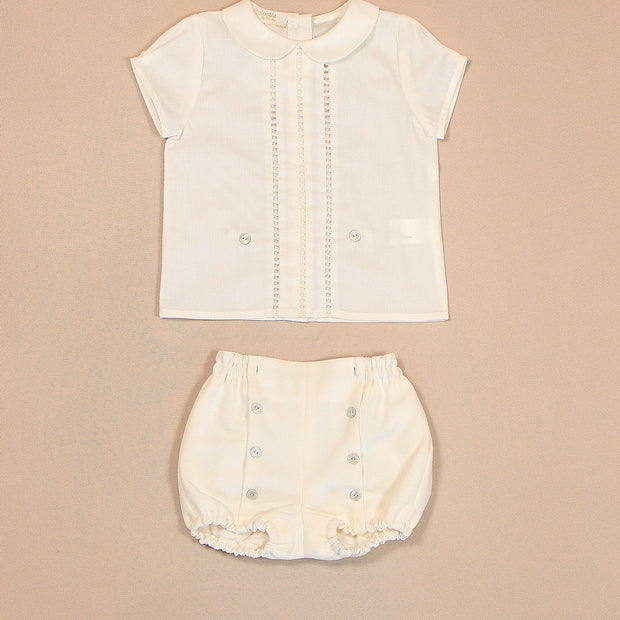 Peter Pan Collar Shirt & Gathered Bloomer Shorts