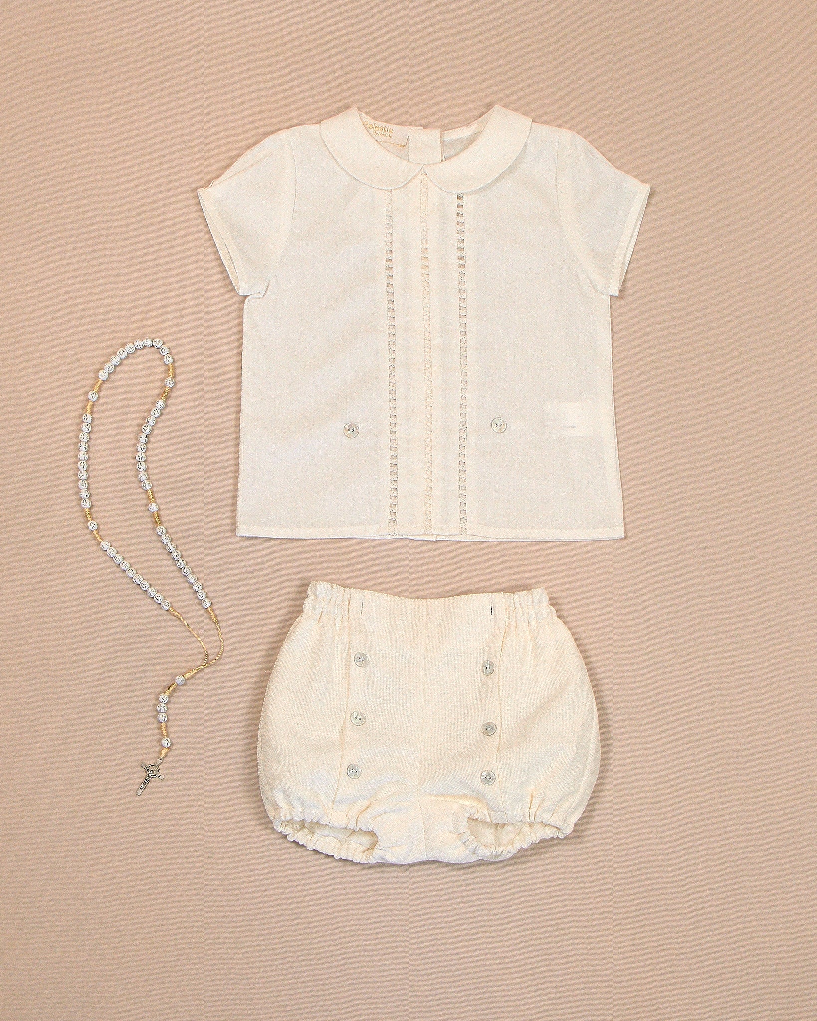 Peter Pan Collar Shirt & Gathered Bloomer Shorts