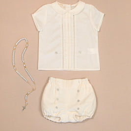 Peter Pan Collar Shirt & Gathered Bloomer Shorts