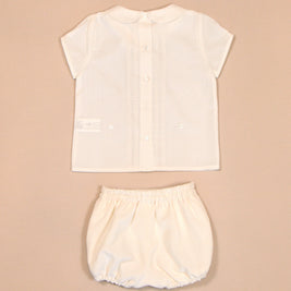 Peter Pan Collar Shirt & Gathered Bloomer Shorts