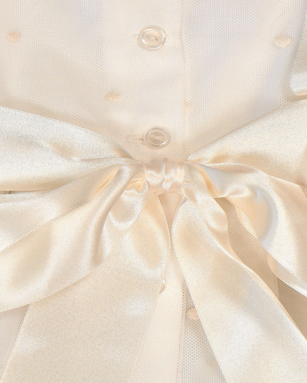 Leonor 2 Piece Baptismal Gown - Satin Ribbon, Lace Trim, Bonnet