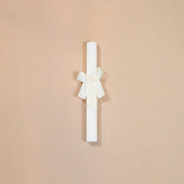 Leonor Baptismal Set - Gown with Satin Ribbon/Lace Trim, Bonnet, Blanket & Candle