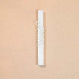 White Baptism Candle with Hand-Woven Cord