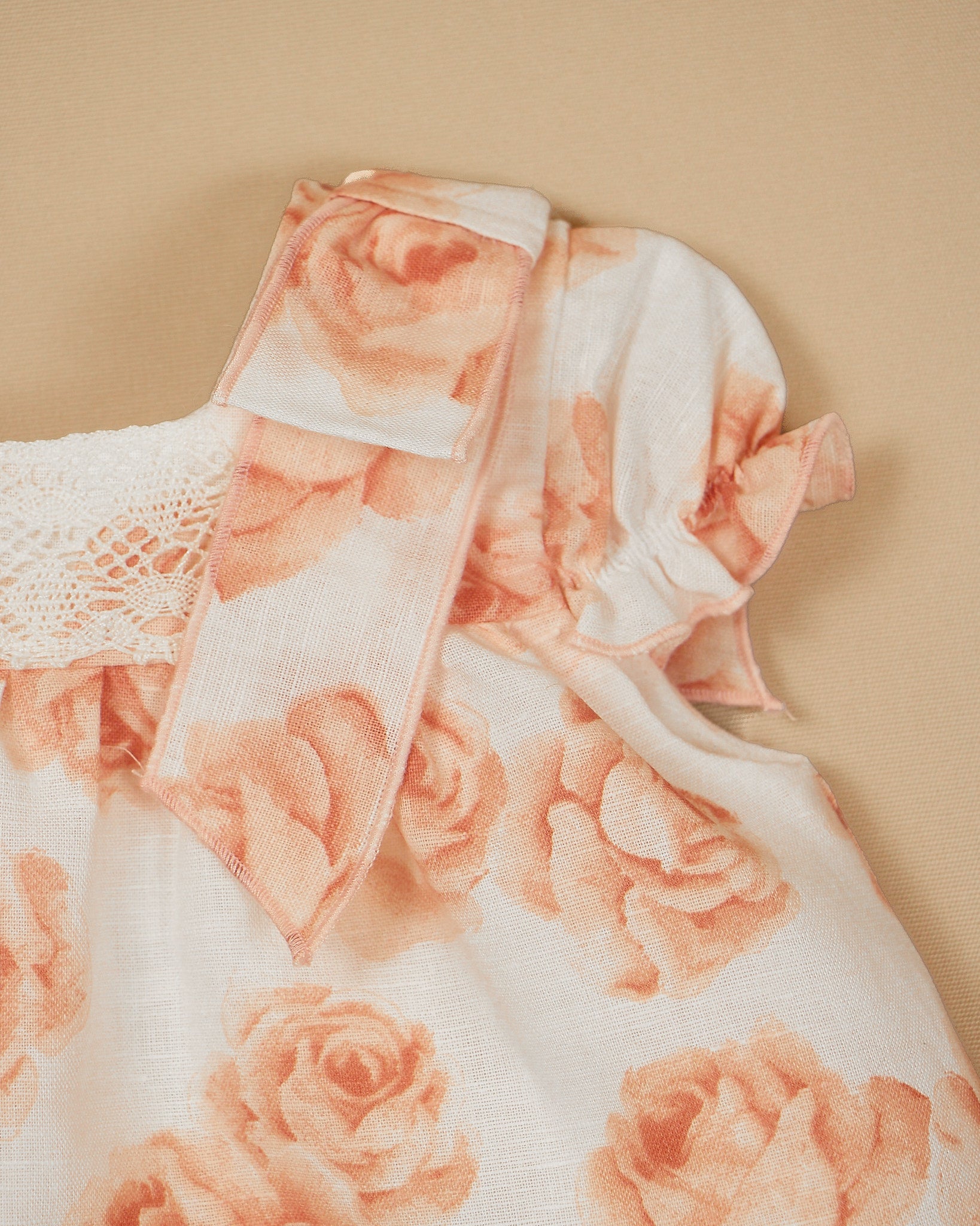 Valentina Floral Dress with Lace Neckline & Bloomers