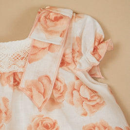 Valentina Floral Dress with Lace Neckline & Bloomers