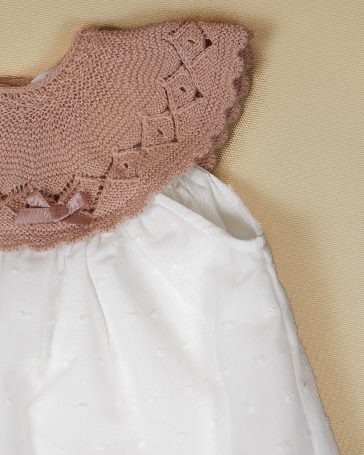 Patricia Dress with Knitted Scalloped Collar & Lace Trim