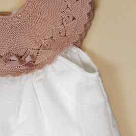 Patricia Dress with Knitted Scalloped Collar & Lace Trim