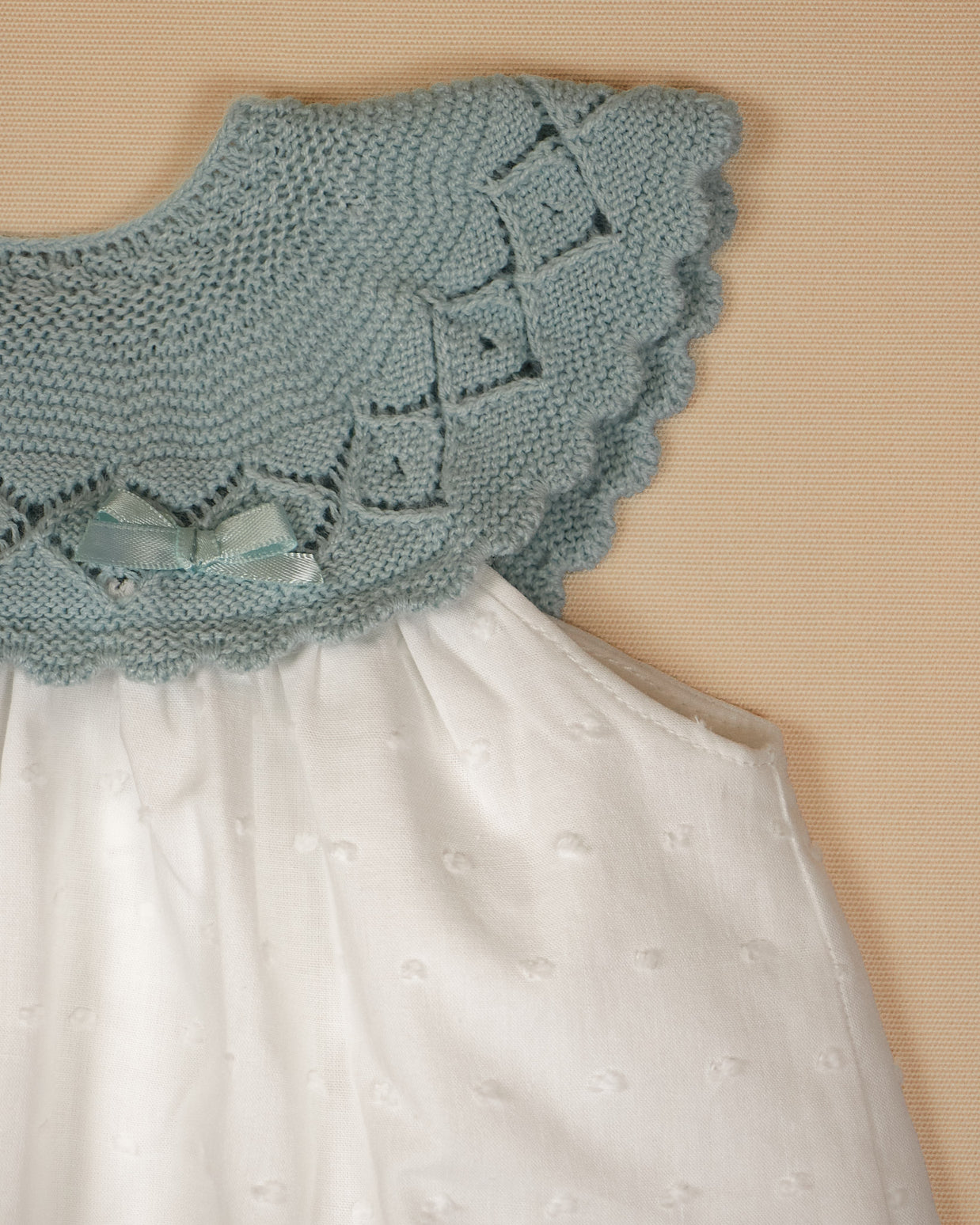 Patricia Dress with Knitted Scalloped Collar & Lace Trim