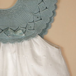 Patricia Dress with Knitted Scalloped Collar & Lace Trim