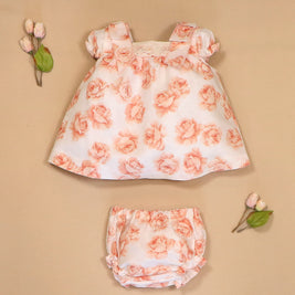 Valentina Floral Dress with Lace Neckline & Bloomers